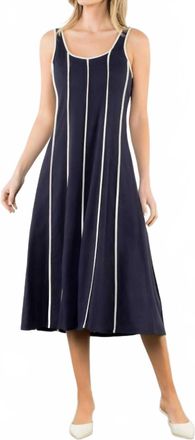 THML Clothing Anastasia Piped Midi Dress In Navy & Stone