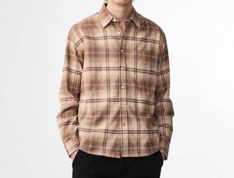 Nn.07 Deon Long Sleeve Flannel Shirt In Camel Check