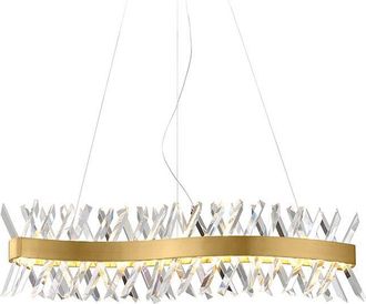 OEM Amsterdam Long - L&aacute;mpara De Ara&ntilde;a 85 Cm, 3 Colores Led, Lat&oacute;n Cepillado, Cristal K9, Encima De La Mesa