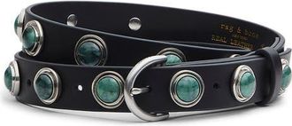 Rag & Bone Celia Studded Stone Leather Belt in Black at Nordstrom, Size X-Small