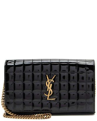 Saint Laurent Black Quilted Leather Monogram Cassandre Chain Wallet (Authentic Pre-Loved)