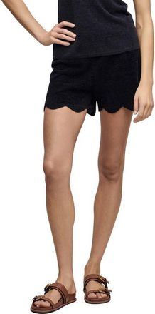 Barefoot Dreams CozyChic Ultra Lite Drawstring Scallop Lounge Shorts in Black at Nordstrom, Size X-Small