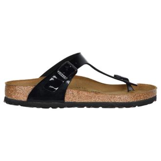 Birkenstock Gizeh BS Birko-Flor Patent Unisex Toe Post Sandals - Black - Size:UK 4.5