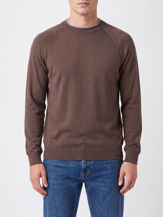 Eleventy Maglia girocollo a maniche lunghe in pura lana con bordi a costine