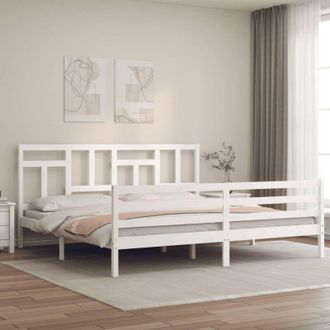 vidaXL Vidaxl - Estructura De Cama Con Cabecero Madera Maciza Blanco 200x200 Cm