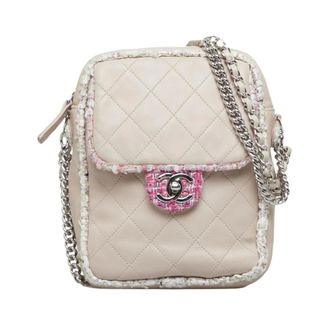 Chanel Pre-owned Quilted Leather Crossbody Bag - Dames - Pre-owned - Beige - Maat: ONE Size Leer