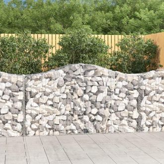 Berkfield Home Arched Gabion Baskets 14 pcs 200x50x100/120 cm Galvanised Iron in Silver