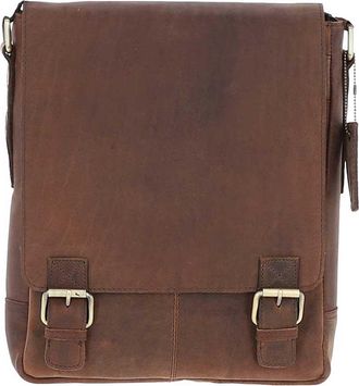 Ashwood Leather Mens Classic A4 Flap-Over Messenger Bag - Brown - One Size