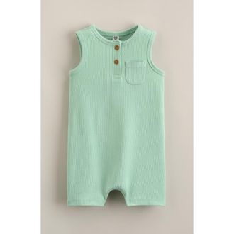 Nordstrom Rib Romper in Green Pale Jade at Nordstrom, Size 18M