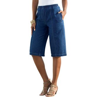 Roaman's Plus Size Easy-Wear Bermuda Short in Indigo Wash at Nordstrom, Size 20