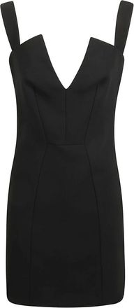 Givenchy Kleedjes, Dames, Zwart, S, Polyester, Zwarte V-Hals Mini Jurk