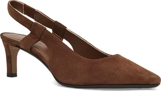 Aquatalia Charm Kitten Heel Waterproof Slingback Pump in Espresso Suede at Nordstrom, Size 10.5