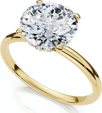 Pompeii3 Certified 1Ct Hidden Halo Diamond Engagement Ring 14k Gold Lab Grown