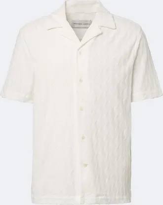 Frescobol Carioca Terry-trimmed cotton-blend bowling shirt