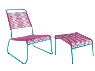 Schubiger M&ouml;bel Spaghetti-Kufen-Lounger-Hochlehner + Hocker S&auml;ntis