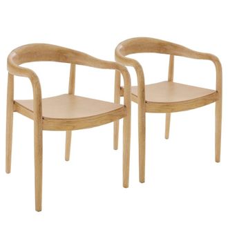 Oviala Conjunto de 2 sillas estilo escandinavo en madera de olmo natural