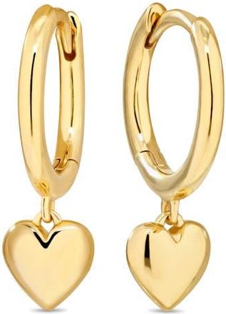 Devata Heart Hoop Earrings in Gold Plated Sterling Silver in Yellow Gold at Nordstrom