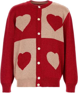 Bode Two Tone Viscose Blend Hearts Cardigan