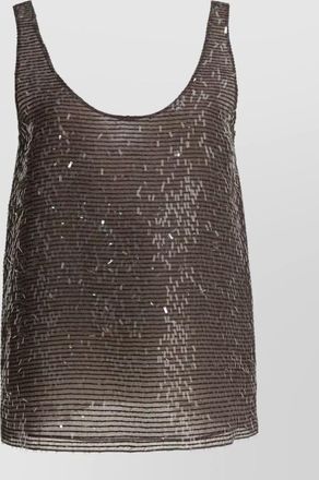 Brunello Cucinelli silk sleeveless scoop-neck sequin-embellished top