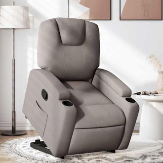 vidaXL Sill&oacute;n Reclinable Elevable Tela Gris Taupe Vidaxl