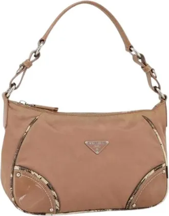 Prada Pre-owned Shoulder Bags, female, Beige, Size: ONE SIZE Pre-owned Vintage Nylon Shoulder Bag