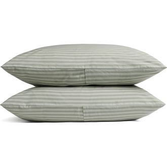 Parachute Percale Pillowcases in Moss Stripe at Nordstrom, Size Standard
