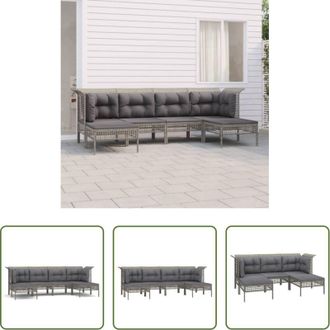 vidaXL Divano esterno - Set Divani da Giardino 6 pz con Cuscini in Polyrattan Grigio