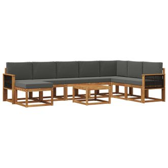 vidaXL Conjunto De Sof&aacute;s De Exterior 9 Pcs Natural Y Antracita Vidaxl