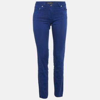 Roberto Cavalli Navy Blue Embroidered Denim Jeans S Waist