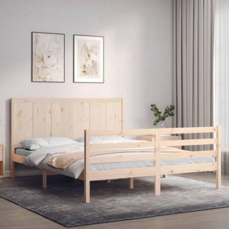 vidaXL Vidaxl - Estructura De Cama De Matrimonio Con Cabecero Madera Maciza