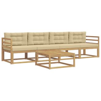 vidaXL Conjunto De Sof&aacute;s De Exterior Con Coj&iacute;n 4 Pcs Y Beige Vidaxl
