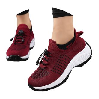 Generic Orthotic Stretch Cushion Shoes for Women Lace Up Breathable Mesh Arch Support Sneakers Outdoor Non-Slip Walking Running Gym Athletic Fitness Jogging F