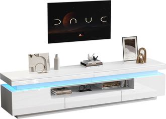 STILVORA Mueble Tv Con 2 Puertas, 1 Caj&oacute;n Y Hueco Semiabierto, Led, Acabado Brillante Para Sal&oacute;n 175&times;38&times;45 Cm