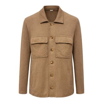 Lardini Light Jackets, male, Brown, Size: 2XL Linen Overshirt