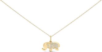 House of Brilliance 10K Yellow Gold 1/5 Cttw Diamond Elephant Pendant Necklace