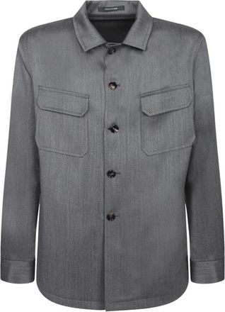 Tagliatore Wollen Overshirt - Heren - Zomerjassen - Grijs - L - Wol - Jassen