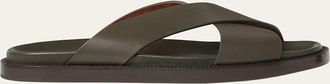 Loro Piana Mens Riviera Leather Slides