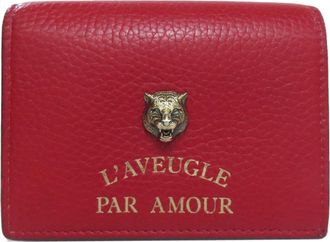 Gucci Animalier Red Color Leather Wallet (Bi-Fold) (Pre-Owned)