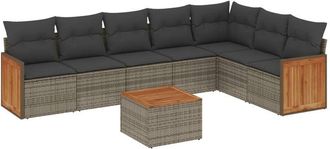 vidaXL Vidaxl - Set De Sof&aacute;s De Jard&iacute;n 8 Pzas Y Cojines Rat&aacute;n Sint&eacute;tico Gris