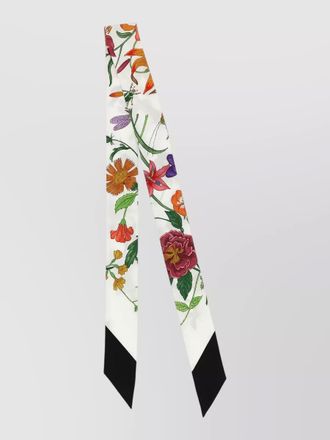 Gucci flora silk twill floral border scarf