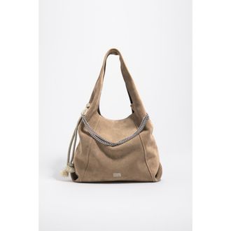 Bimba & Lola Medium Suede Paper Bag in Natural at Nordstrom