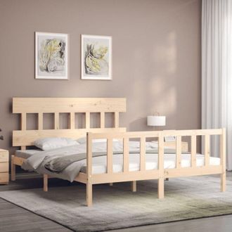 vidaXL Bed Frame without Mattress King Size Solid Wood Pine vidaXL