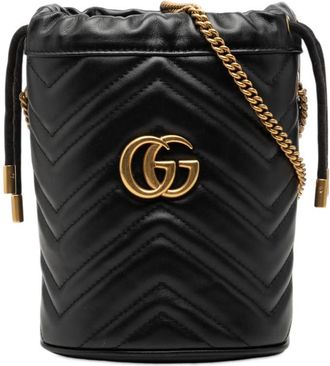 Gucci Pre-owned Gucci Small GG Marmont Matelasse Calfskin Bucket Bag Ladies HGS1IG5D7EMIS9RF