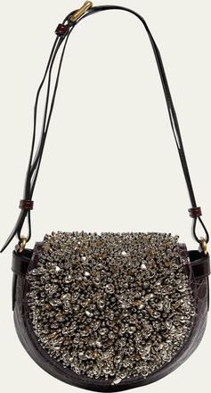 Dries Van Noten Arc Small Crystal Flap Leather Crossbody Bag