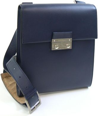 Ferragamo Navy Leather Shoulder Bag (Pre-Owned)