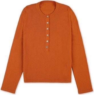 Fortela Lou Cashmere Henley Knit in Orange at Nordstrom, Size X-Small Eu