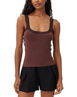 Bella Dahl Crocheted Trim Linen-Blend Sweater Top