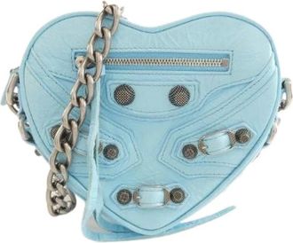 Balenciaga Pre-owned Cross Body Bags, female, Blue, Size: ONE SIZE Pre-owned Le Cagole Heart Mini Lamb Shoulder Bag
