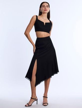 BCBGeneration High Slit Flared Skirt in Black at Nordstrom, Size 10