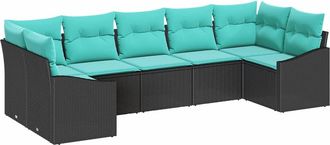 vidaXL Juego De Sof&aacute; 7 Uds. Negro Rat&aacute;n Sint&eacute;tico Vidaxl